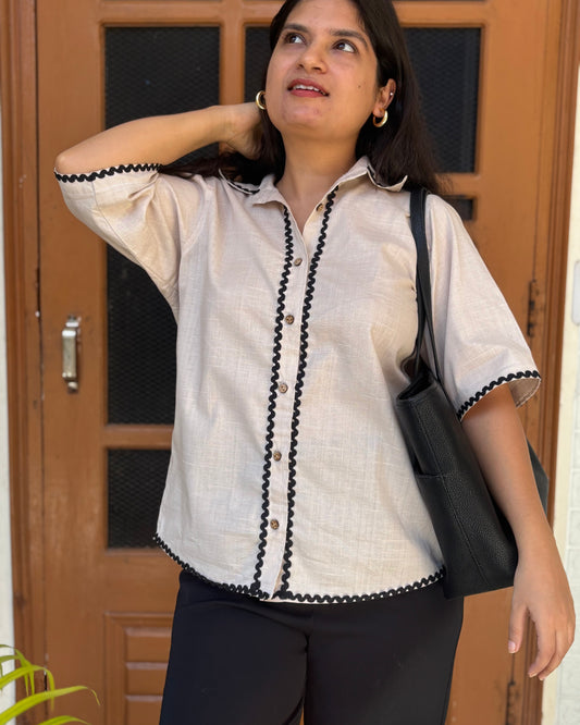 Beige Cotton linen shirt