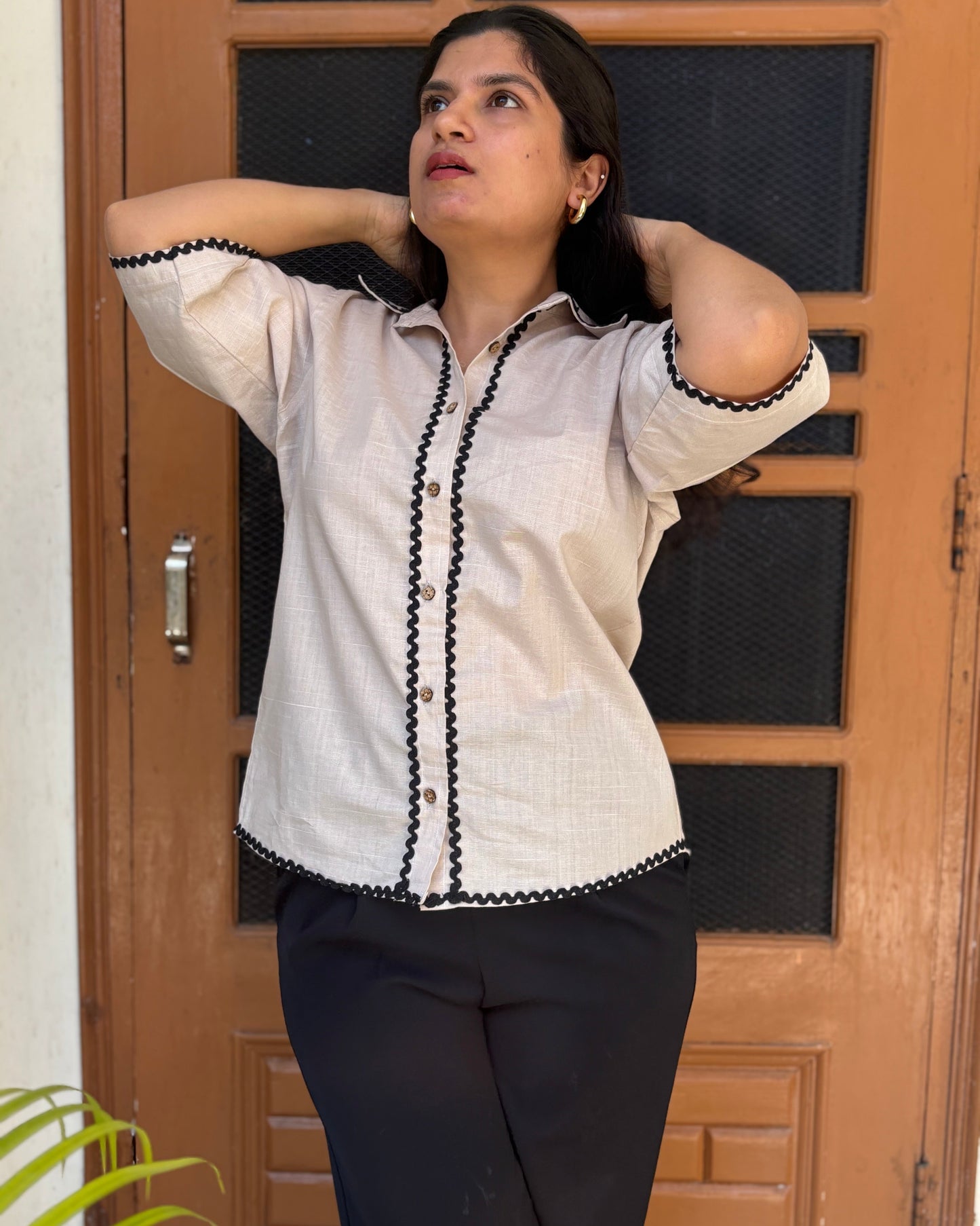 Beige Cotton linen shirt