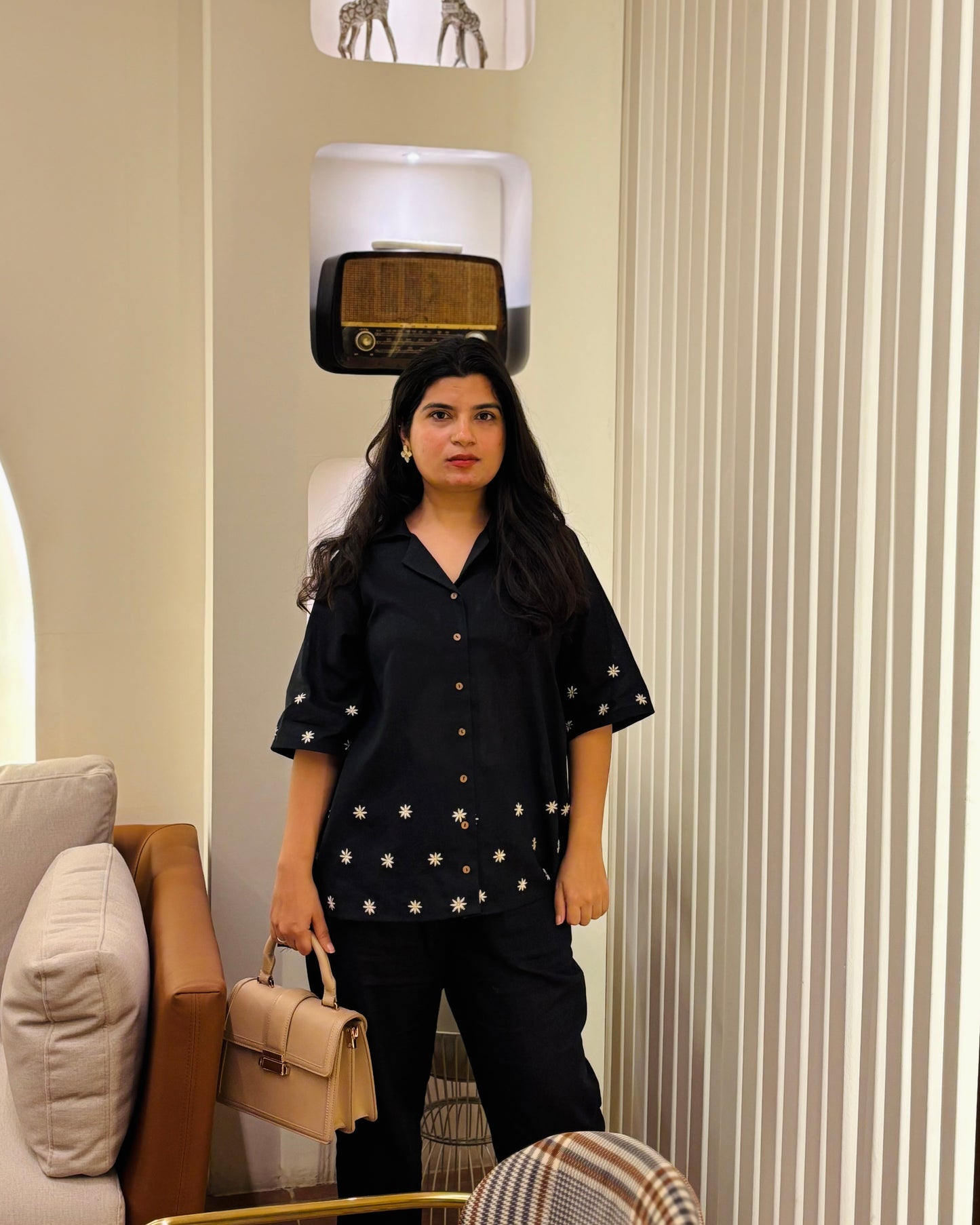 Daisy Embroided Cotton Linen Shirt